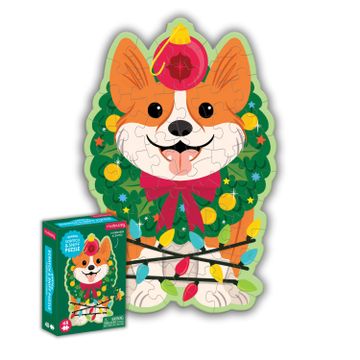 portada Mudpuppy Christmas Corgi – 48 Piece Mini Scratch & Sniff Puzzle With Colorful and fun Illustrations of a Holiday Wreath Corgi and Scented Puzzle Pieces
