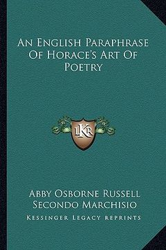 portada an english paraphrase of horace's art of poetry (en Inglés)
