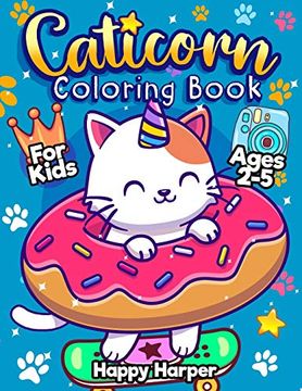 portada Caticorn Coloring Book: A fun and Easy Coloring Book for Young Children Featuring Cute & Magical Caticorns 