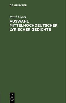 portada Auswahl Mittelhochdeutscher Lyrischer Gedichte (en Alemán)