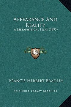 portada appearance and reality: a metaphysical essay (1893)