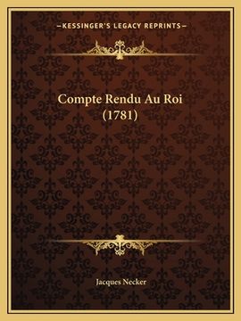 portada Compte Rendu Au Roi (1781) (en Francés)