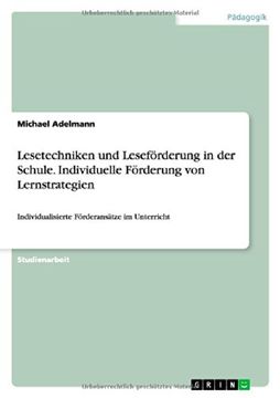 portada Lesetechniken Und Leseforderung in Der Schule. Individuelle Forderung Von Lernstrategien (German Edition)
