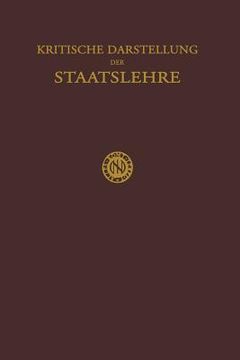 portada Kritische Darstellung Der Staatslehre (en Alemán)