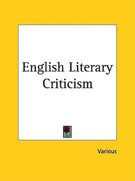 portada english literary criticism (en Inglés)