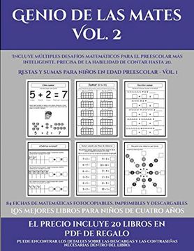 portada Los Mejores Libros Para Niños de Cuatro Años (Genio de las Mates Vol. 2): Incluye Múltiples Desafíos Matemáticos Para el Preescolar más Inteligente. Precisa de la Habilidad de Contar Hasta 20.