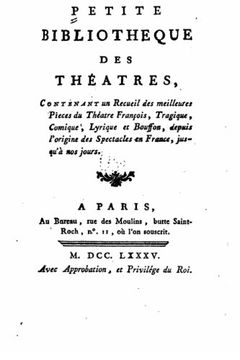 portada Petite bibliothèque des théatres, contenant un recueil des meilleures pieces du théatre françois