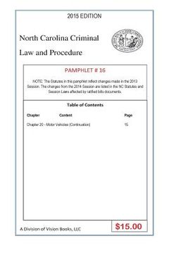 portada North Carolina Criminal Law and Procedure-Pamphlet 16