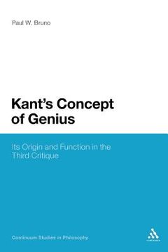 portada kant's concept of genius: its origin and function in the third critique (in English)