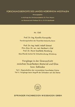 portada Vorgänge in der Grenzschicht zwischen feuerfestem Material und Glas bzw. Schlacke (Forschungsberichte des Landes Nordrhein-Westfalen)