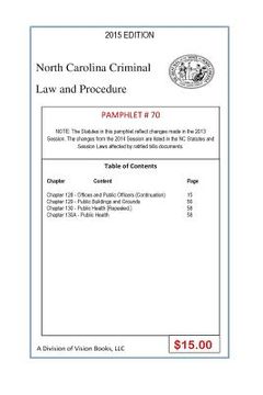 portada North Carolina Criminal Law and Procedure-Pamphlet 70 (en Inglés)