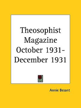 portada theosophist magazine october 1931-december 1931 (en Inglés)