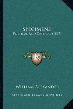 portada specimens: poetical and critical (1867) (en Inglés)