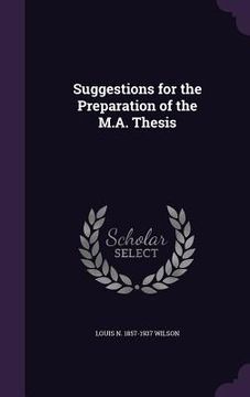 portada Suggestions for the Preparation of the M.A. Thesis (en Inglés)
