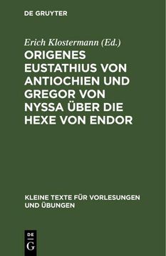 portada Origenes Eustathius von Antiochien und Gregor von Nyssa Über die Hexe von Endor (in German)