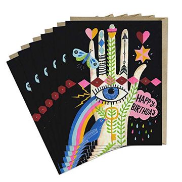 portada 6-Pack Lisa Congdon for em & Friends Rainbow Hand Birthday Cards (en Inglés)