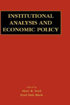 portada institutional analysis and economic policy (en Inglés)