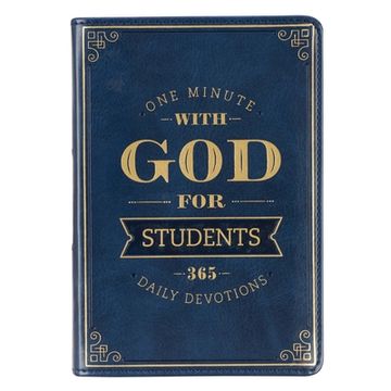 portada One Minute with God for Students Devotional, Navy Faux Leather Flexcover (en Inglés)