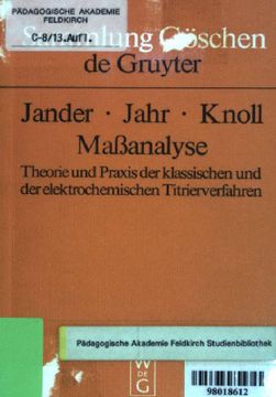 portada Maßanalyse Sammlung Göschen (nr 2617) (en Alemán)