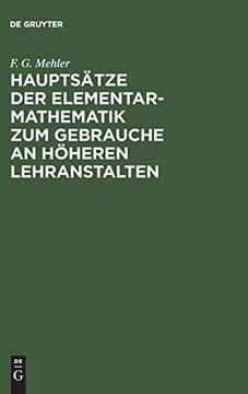 portada Hauptsätze der Elementar-Mathematik zum Gebrauche an Höheren Lehranstalten (en Alemán)