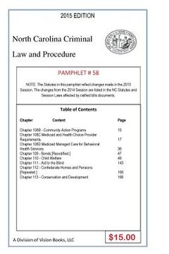portada North Carolina Criminal Law and Procedure-Pamphlet 58 (en Inglés)