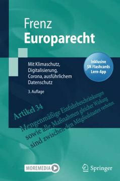 portada Europarecht: Mit Klimaschutz, Digitalisierung, Corona, Ausführlichem Datenschutz (Springer-Lehrbuch) (in German)