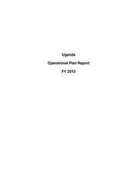 portada Uganda Operational Plan Report FY 2013 (in English)
