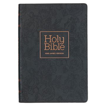 portada KJV Holy Bible, Thinline Large Print Faux Leather Red Letter Edition - Thumb Index & Ribbon Marker, King James Version, Black, Zipper Closure (en Inglés)