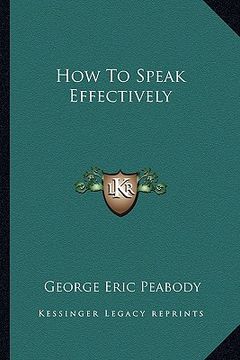 portada how to speak effectively (en Inglés)