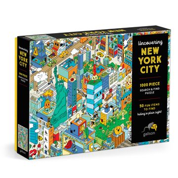 portada Galison Uncovering nyc – 1000 Piece Puzzle Featuring 50 fun Items Hidden Within new York City Life