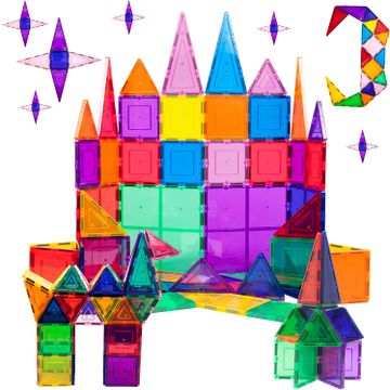 PicassoTiles™ Set de juego de 61 unidades magnéticos trasnparentes. Bloques de construcción 3D Creatividad más allá de la imaginación, inspirador, recreativo, educativo, convencional PT61