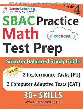 portada SBAC Test Prep: 4th Grade Math Common Core Practice Book and Full-length Online Assessments: Smarter Balanced Study Guide With Performance Task (PT) and Computer Adaptive Testing (CAT)