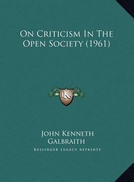 portada on criticism in the open society (1961) (en Inglés)