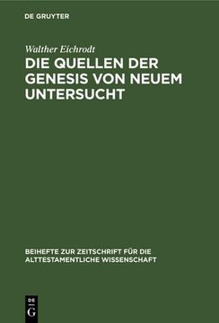 portada Die Quellen der Genesis von Neuem Untersucht (in German)
