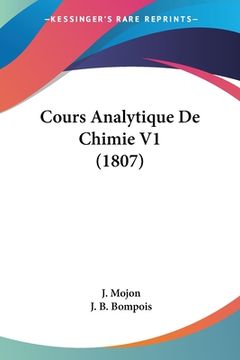 portada Cours Analytique De Chimie V1 (1807) (en Francés)
