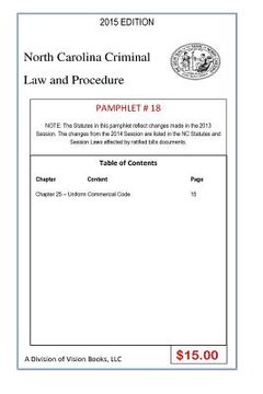 portada North Carolina Criminal Law and Procedure-Pamphlet 18 (en Inglés)