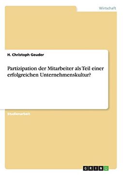 portada Partizipation der Mitarbeiter als Teil einer erfolgreichen Unternehmenskultur? (German Edition)