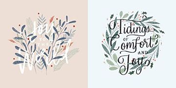 portada Floral Foliage 10-Pack Christmas Cards: Joy to the World and Tidings of Comfort and joy (en Inglés)