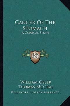 portada cancer of the stomach: a clinical study (in English)