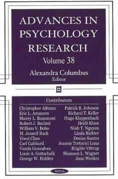 portada advances in psychology research, v.38 (en Inglés)