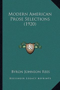 portada modern american prose selections (1920) (en Inglés)