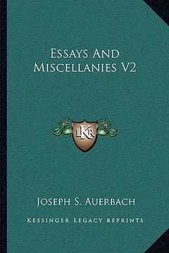 portada essays and miscellanies v2 (en Inglés)