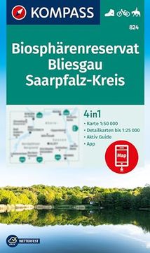 portada Kompass Wanderkarte 824 Biosphärenreservat Bliesgau &Amp; Saarpfalz-Kreis 1: 25. 000 (en Alemán)