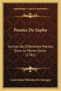 portada Poesies De Sapho: Suivies De Differentes Poesies Dans Le Meme Genre (1781) (en Francés)