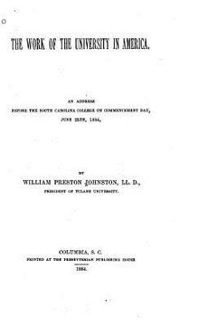 portada The work of the university in America (1884) (en Inglés)