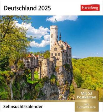 portada Deutschland Sehnsuchtskalender 2025 - Wochenkalender mit 53 Postkarten: Reise-Kalender mit 53 Hochwertigen Postkarten der Schönsten Plätze Deutschlands. Postkartenkalender 2025. 16 x 17,5 cm
