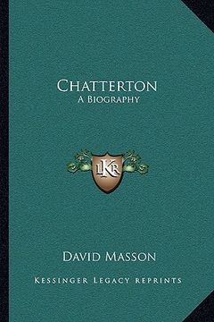 portada chatterton: a biography (en Inglés)