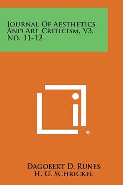 portada Journal of Aesthetics and Art Criticism, V3, No. 11-12 (en Inglés)