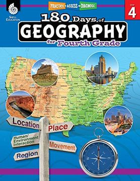 portada 180 Days of Geography for Fourth Grade: Practice, Assess, Diagnose (180 Days of Practice) (en Inglés)