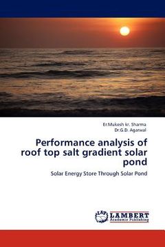 portada performance analysis of roof top salt gradient solar pond (en Inglés)